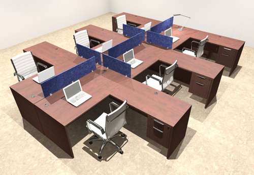 Six Person Modern Accoustic Divider Office Workstation Desk Set, #OT-SUL-FPRB46