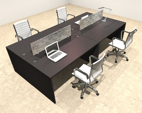 Four Person Modern Accoustic Divider Office Workstation Desk Set, #OT-SUL-FPRG8