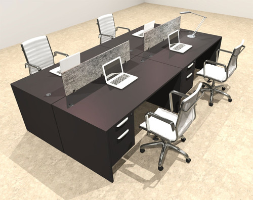 Four Person Modern Accoustic Divider Office Workstation Desk Set, #OT-SUL-FPRG20