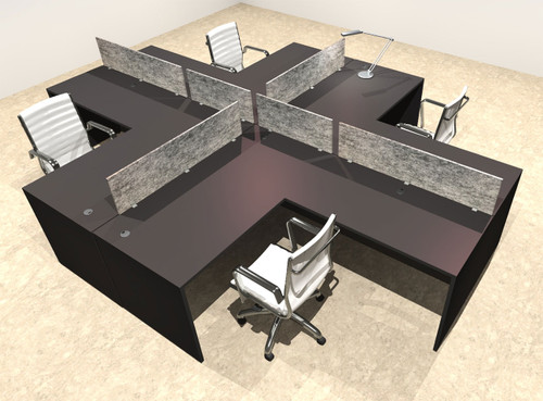 Four Person Modern Accoustic Divider Office Workstation Desk Set, #OT-SUL-FPRG32