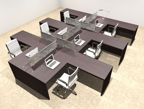 Six Person Modern Accoustic Divider Office Workstation Desk Set, #OT-SUL-FPRG35