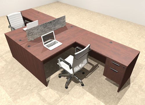 Two Person Modern Accoustic Divider Office Workstation Desk Set, #OT-SUL-FPRG38