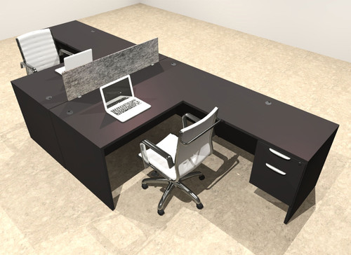 Two Person Modern Accoustic Divider Office Workstation Desk Set, #OT-SUL-FPRG40