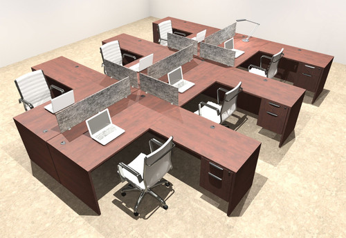 Six Person Modern Accoustic Divider Office Workstation Desk Set, #OT-SUL-FPRG46