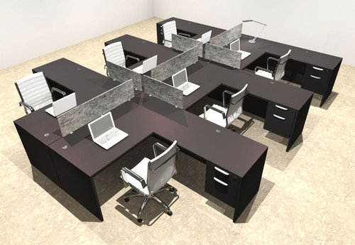 Six Person Modern Accoustic Divider Office Workstation Desk Set, #OT-SUL-FPRG48