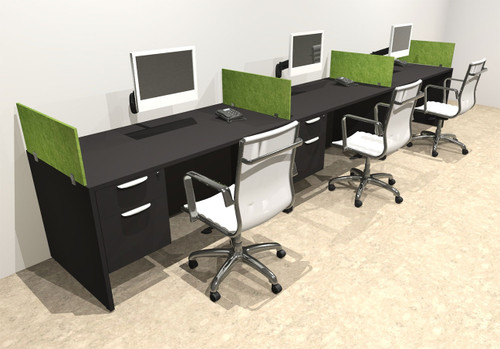 Three Person Modern Accoustic Divider Office Workstation Desk Set, #OT-SUL-SPRA28