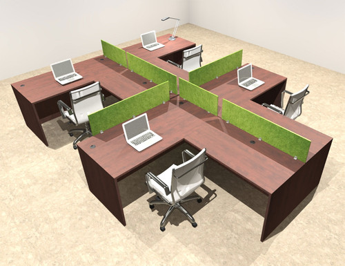 Four Person Modern Accoustic Divider Office Workstation Desk Set, #OT-SUL-SPRA46