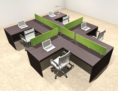 Four Person Modern Accoustic Divider Office Workstation Desk Set, #OT-SUL-SPRA47
