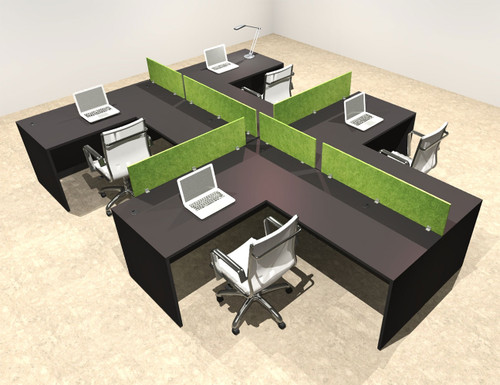 Four Person Modern Accoustic Divider Office Workstation Desk Set, #OT-SUL-SPRA48