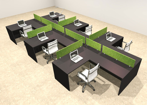 Six Person Modern Accoustic Divider Office Workstation Desk Set, #OT-SUL-SPRA52