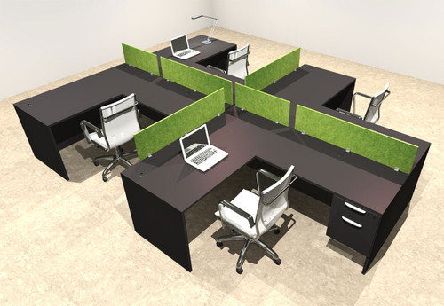 Four Person Modern Accoustic Divider Office Workstation Desk Set, #OT-SUL-SPRA60
