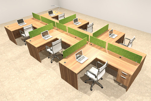 Six Person Modern Accoustic Divider Office Workstation Desk Set, #OT-SUL-SPRA61