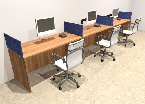 Three Person Modern Accoustic Divider Office Workstation Desk Set, #OT-SUL-SPRB5