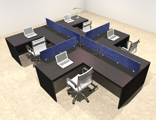 Four Person Modern Accoustic Divider Office Workstation Desk Set, #OT-SUL-SPRB48