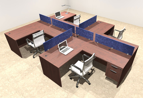 Four Person Modern Accoustic Divider Office Workstation Desk Set, #OT-SUL-SPRB58