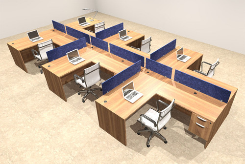 Six Person Modern Accoustic Divider Office Workstation Desk Set, #OT-SUL-SPRB61