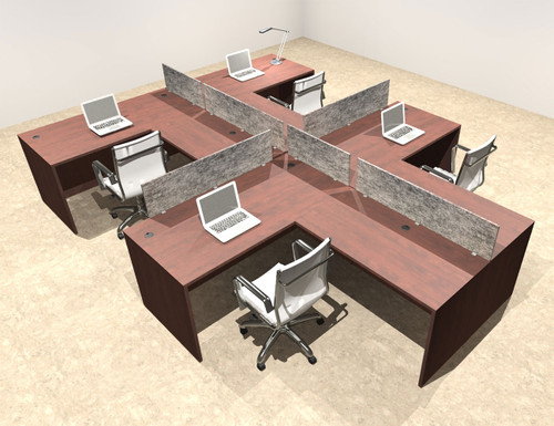 Four Person Modern Accoustic Divider Office Workstation Desk Set, #OT-SUL-SPRG46