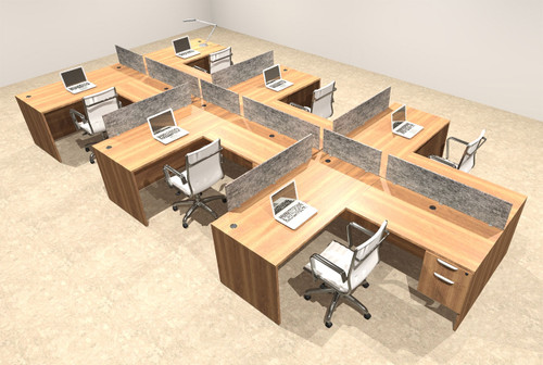 Six Person Modern Accoustic Divider Office Workstation Desk Set, #OT-SUL-SPRG61