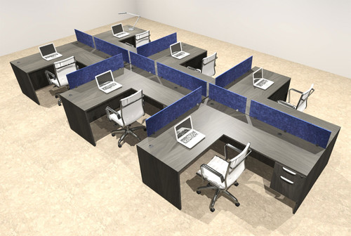 Six Person Modern Accoustic Divider Office Workstation Desk Set, #OT-SUL-SPRB80