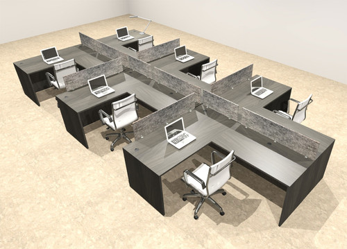 Six Person Modern Accoustic Divider Office Workstation Desk Set, #OT-SUL-SPRG77