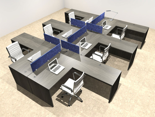 Six Person Modern Accoustic Divider Office Workstation Desk Set, #OT-SUL-FPRB57