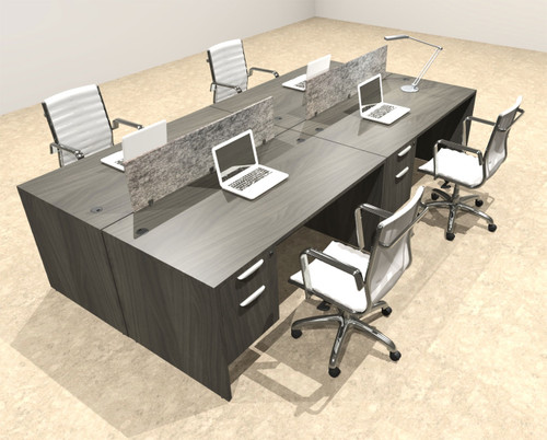 Four Person Modern Accoustic Divider Office Workstation Desk Set, #OT-SUL-FPRG53