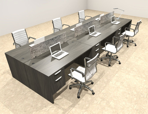 Six Person Modern Accoustic Divider Office Workstation Desk Set, #OT-SUL-FPRG54