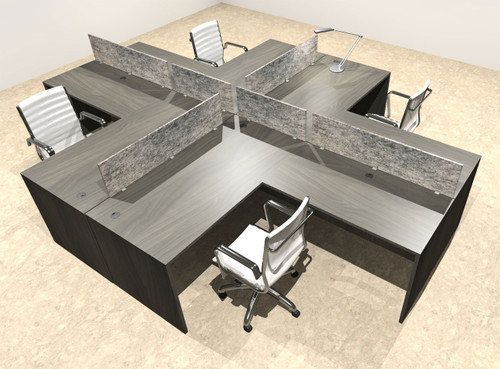 Four Person Modern Accoustic Divider Office Workstation Desk Set, #OT-SUL-FPRG56