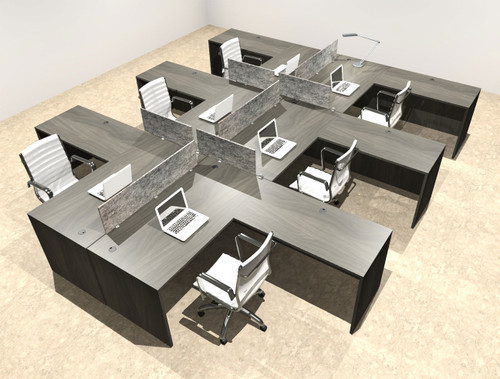 Six Person Modern Accoustic Divider Office Workstation Desk Set, #OT-SUL-FPRG57