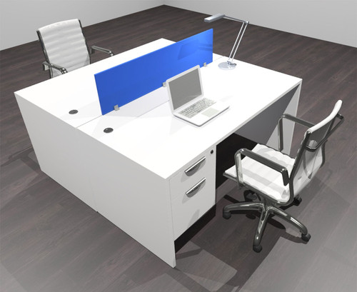 Two Person Modern Acrylic Divider Office Workstation Desk Set, #OF-CPN-FPB13