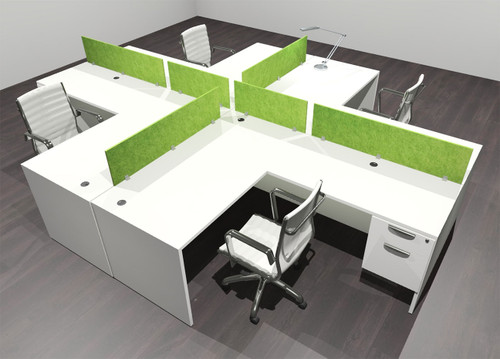 Four Person Modern Accoustic Divider Office Workstation Desk Set, #OF-CPN-FPRA41