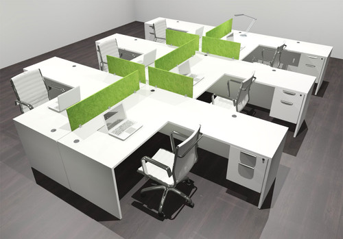 Six Person Modern Accoustic Divider Office Workstation Desk Set, #OF-CPN-FPRA45
