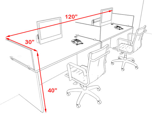 Two Person Modern Acrylic Divider Office Workstation Desk Set, #OF-CPN-SPB1
