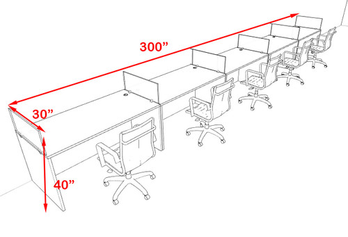 Five Person Modern Acrylic Divider Office Workstation Desk Set, #OF-CPN-SPB13