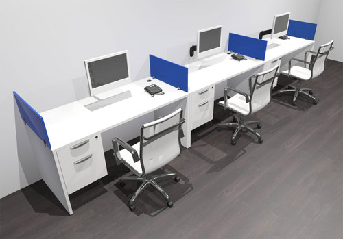 Three Person Modern Acrylic Divider Office Workstation Desk Set, #OF-CPN-SPB25