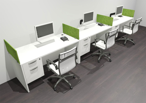 Three Person Modern Accoustic Divider Office Workstation Desk Set, #OF-CPN-SPRA25