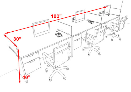 Three Person Modern Accoustic Divider Office Workstation Desk Set, #OF-CPN-SPRA25