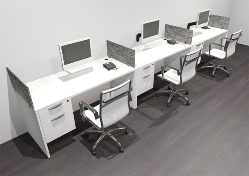 Three Person Modern Accoustic Divider Office Workstation Desk Set, #OF-CPN-SPRG25