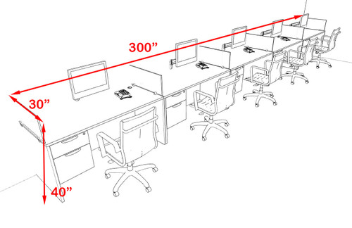 Five Person Modern Acrylic Divider Office Workstation Desk Set, #OF-CPN-SP33