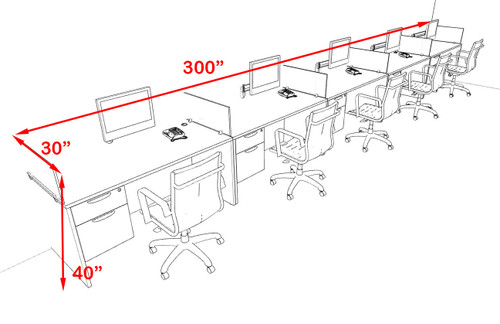 Five Person Modern Acrylic Divider Office Workstation Desk Set, #OF-CPN-SPO33