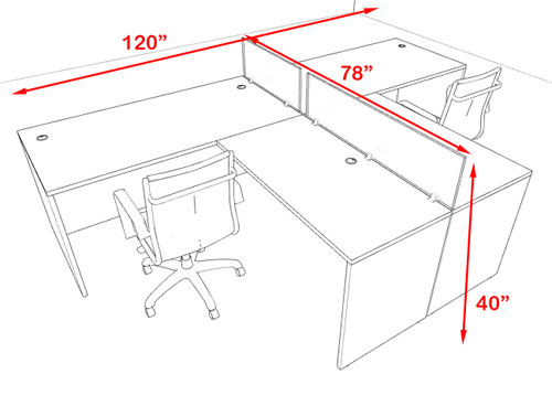 Two Person Modern Acrylic Divider Office Workstation Desk Set, #OF-CPN-SP41