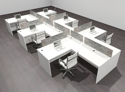 Four Person Modern Accoustic Divider Office Workstation Desk Set, #OF-CPN-SPRG45