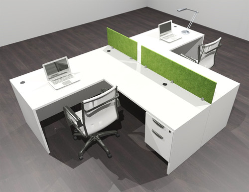 Two Person Modern Accoustic Divider Office Workstation Desk Set, #OF-CPN-SPRA53