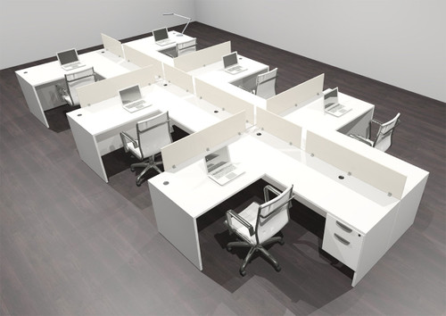 Six Person Modern Acrylic Divider Office Workstation Desk Set, #OF-CPN-SP61