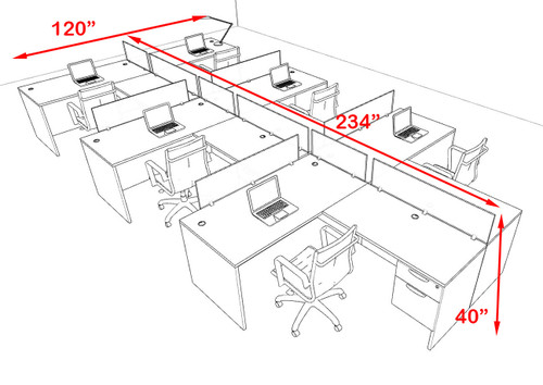 Six Person Modern Acrylic Divider Office Workstation Desk Set, #OF-CPN-SPB61