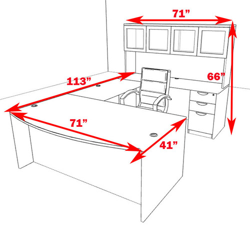 5pc U Shape Modern Executive Office Desk, #OT-SUL-U37