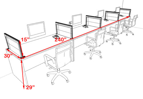 Four Person Modern Aluminum Organizer Divider Office Workstation Desk Set, #OT-SUL-SPS9