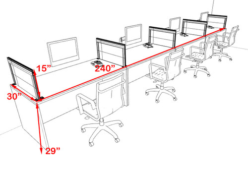 Four Person Modern Aluminum Organizer Divider Office Workstation Desk Set, #OT-SUL-SPS11