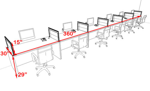 Six Person Modern Aluminum Organizer Divider Office Workstation Desk Set, #OT-SUL-SPS20