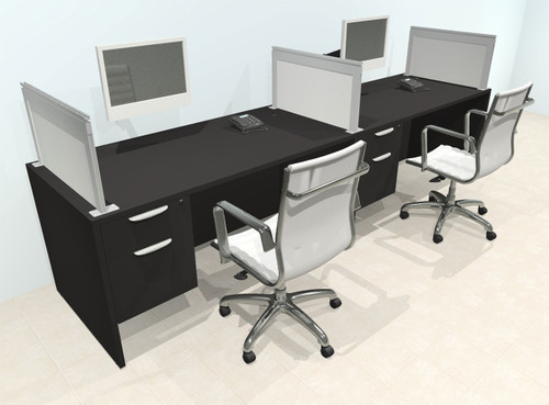Two Person Modern Aluminum Organizer Divider Office Workstation Desk Set, #OT-SUL-SPS24